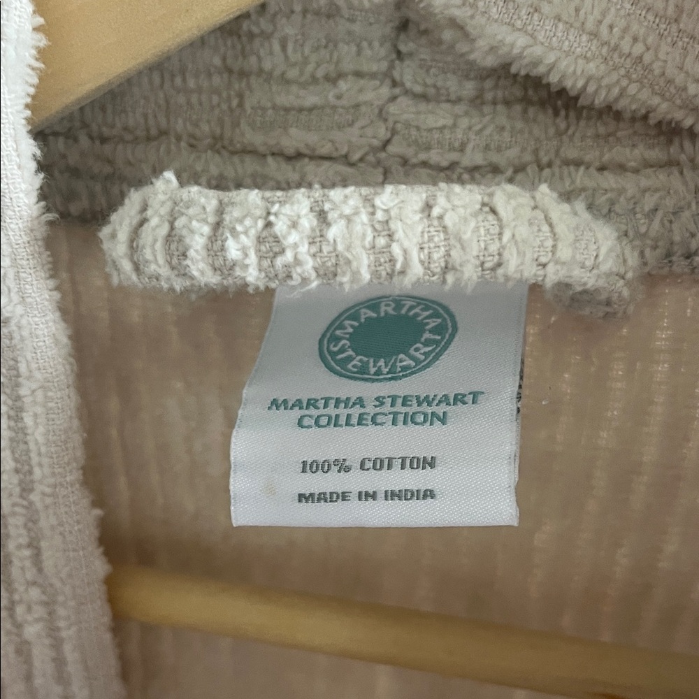 Martha Stewart Soft Cream Ribbed Robe - Picture 2 of 2